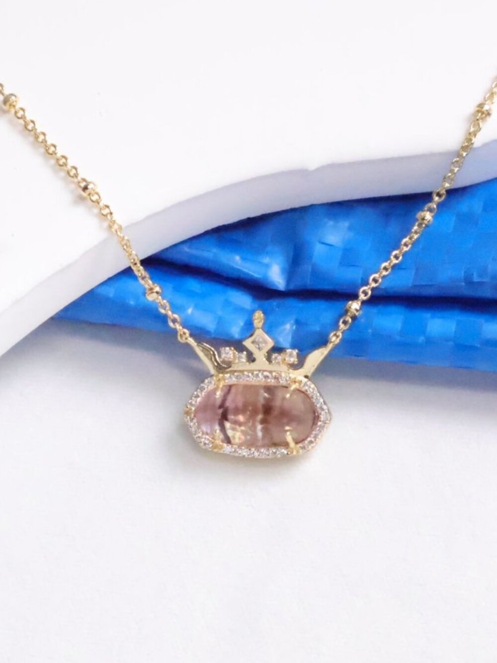 Kendra Scott Disney Elisa Gold Light Pink Abalone 'Positive' Necklace NEW Perfei - Picture 2 of 2